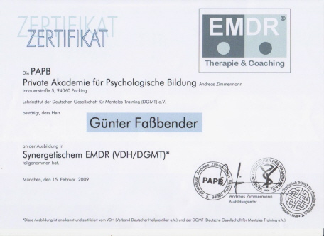 Ausbildung EMDR-Traumatherapeut
